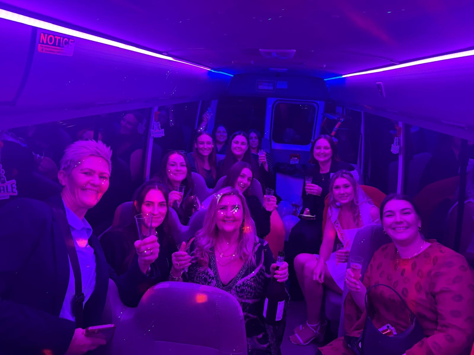 Guests celebrating on the SKS party bus