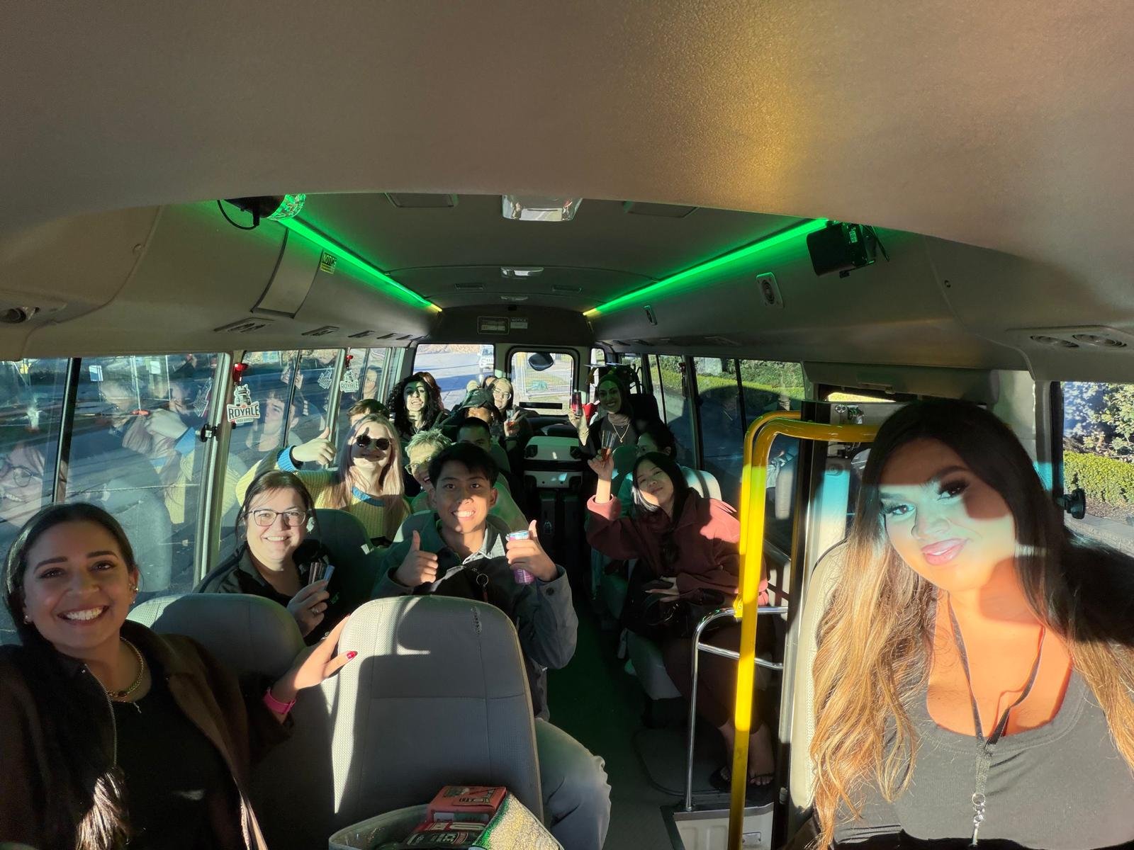 Guests celebrating on the SKS party bus