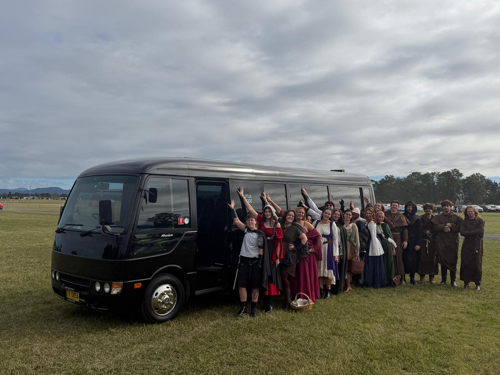 Guests celebrating on the SKS party bus