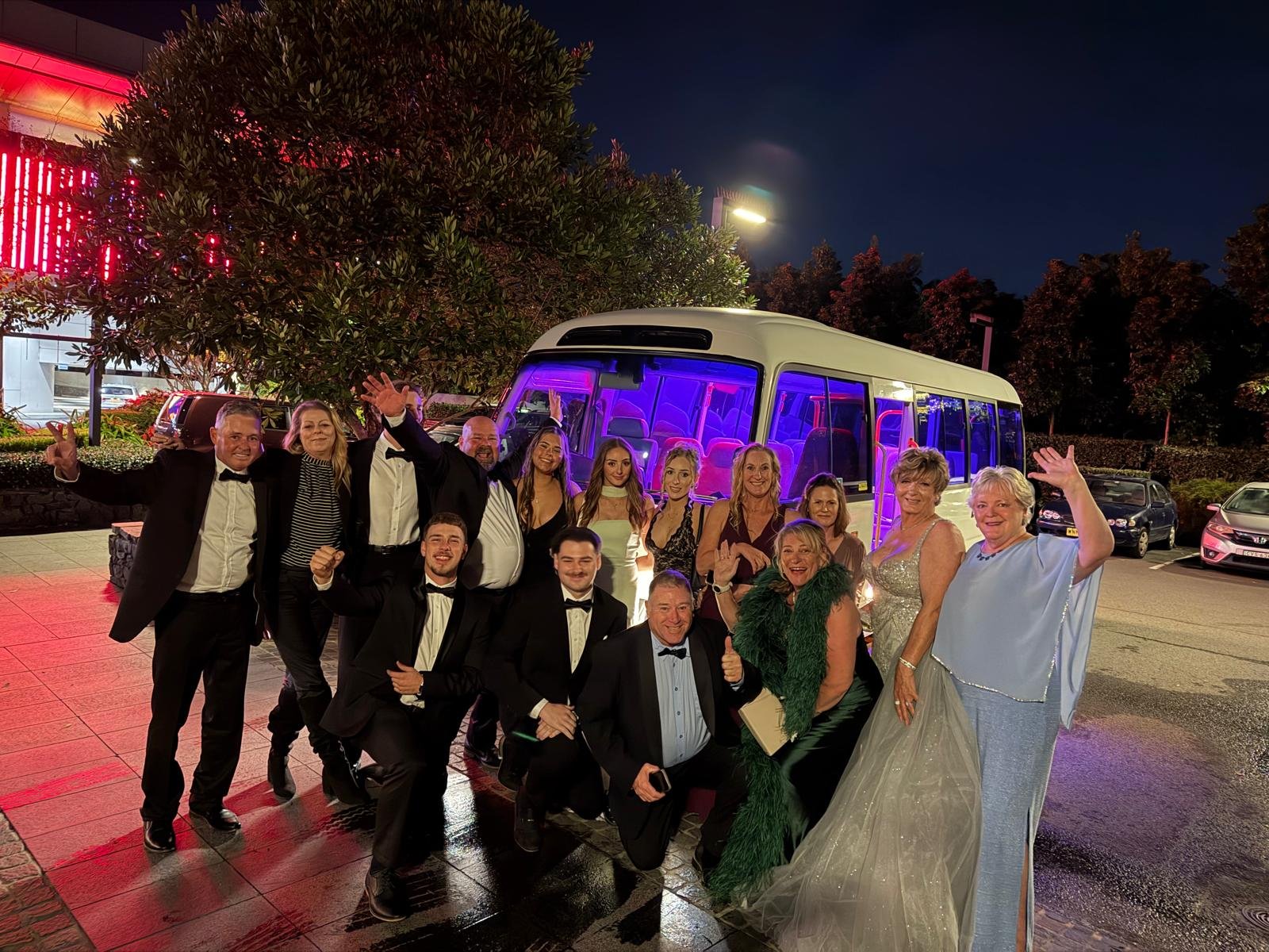 Guests celebrating on the SKS party bus