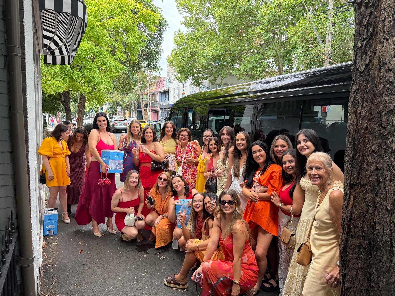 Guests celebrating on the SKS party bus