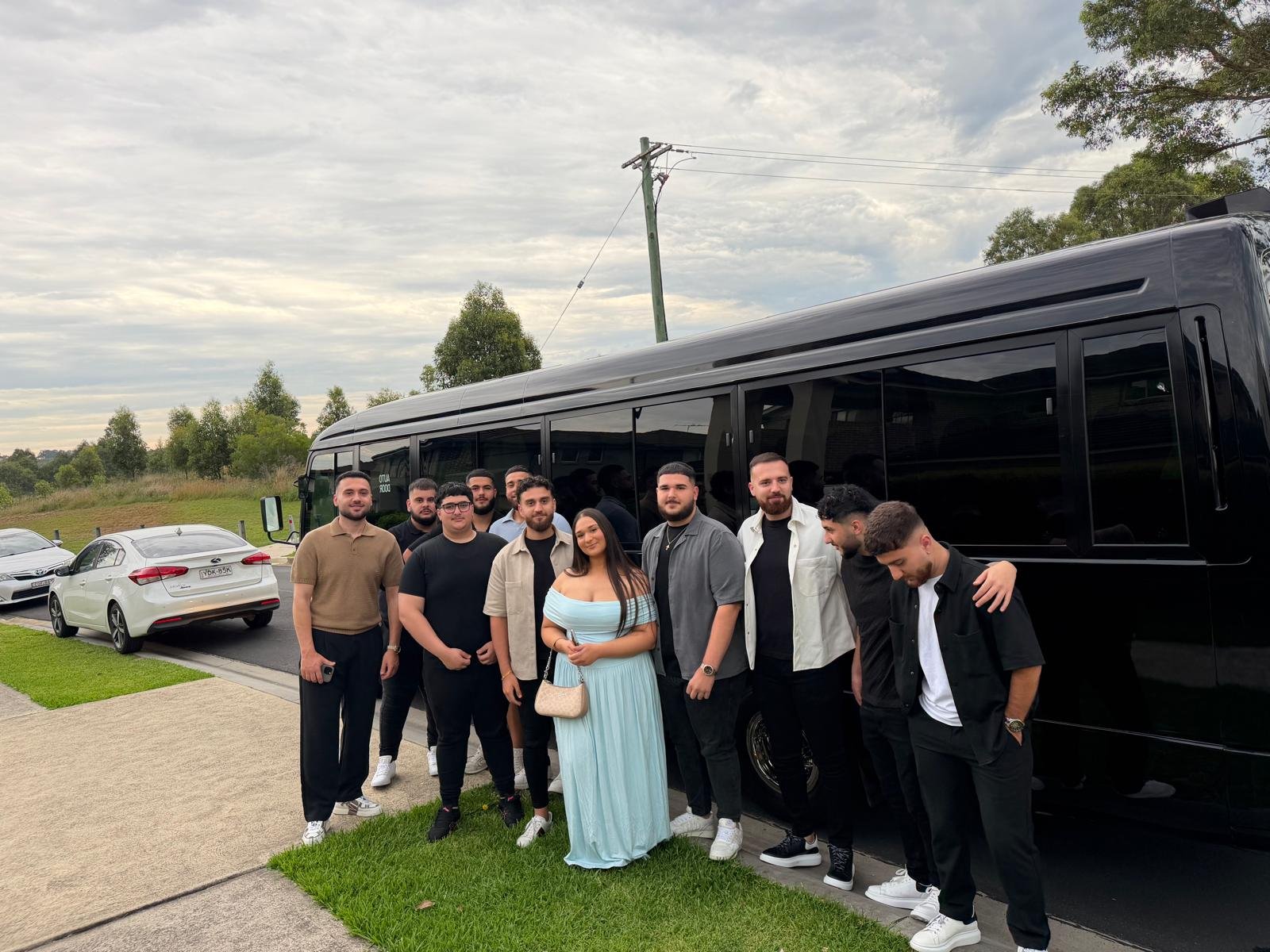 Guests celebrating on the SKS party bus