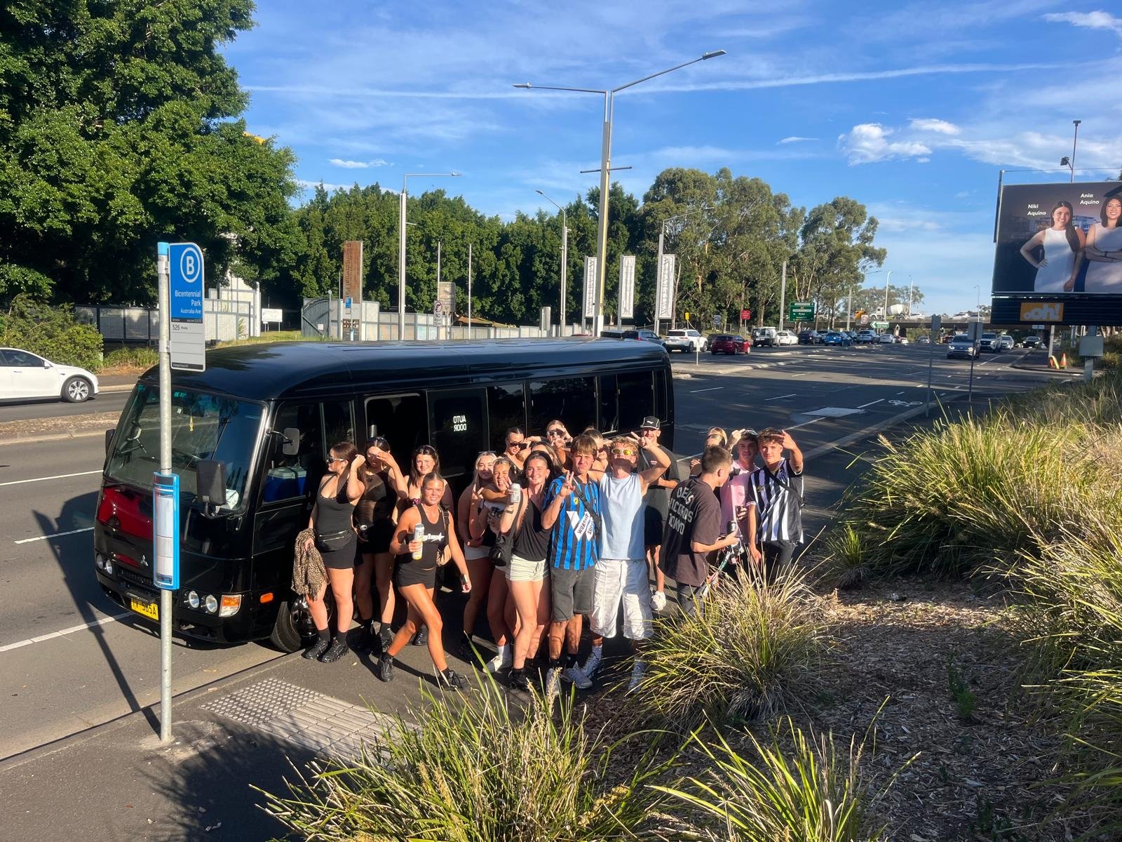 Guests celebrating on the SKS party bus